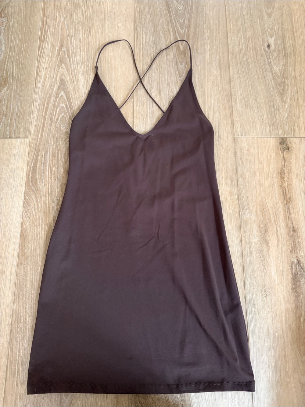 Free People Brown Strappy Mini Slip Dress